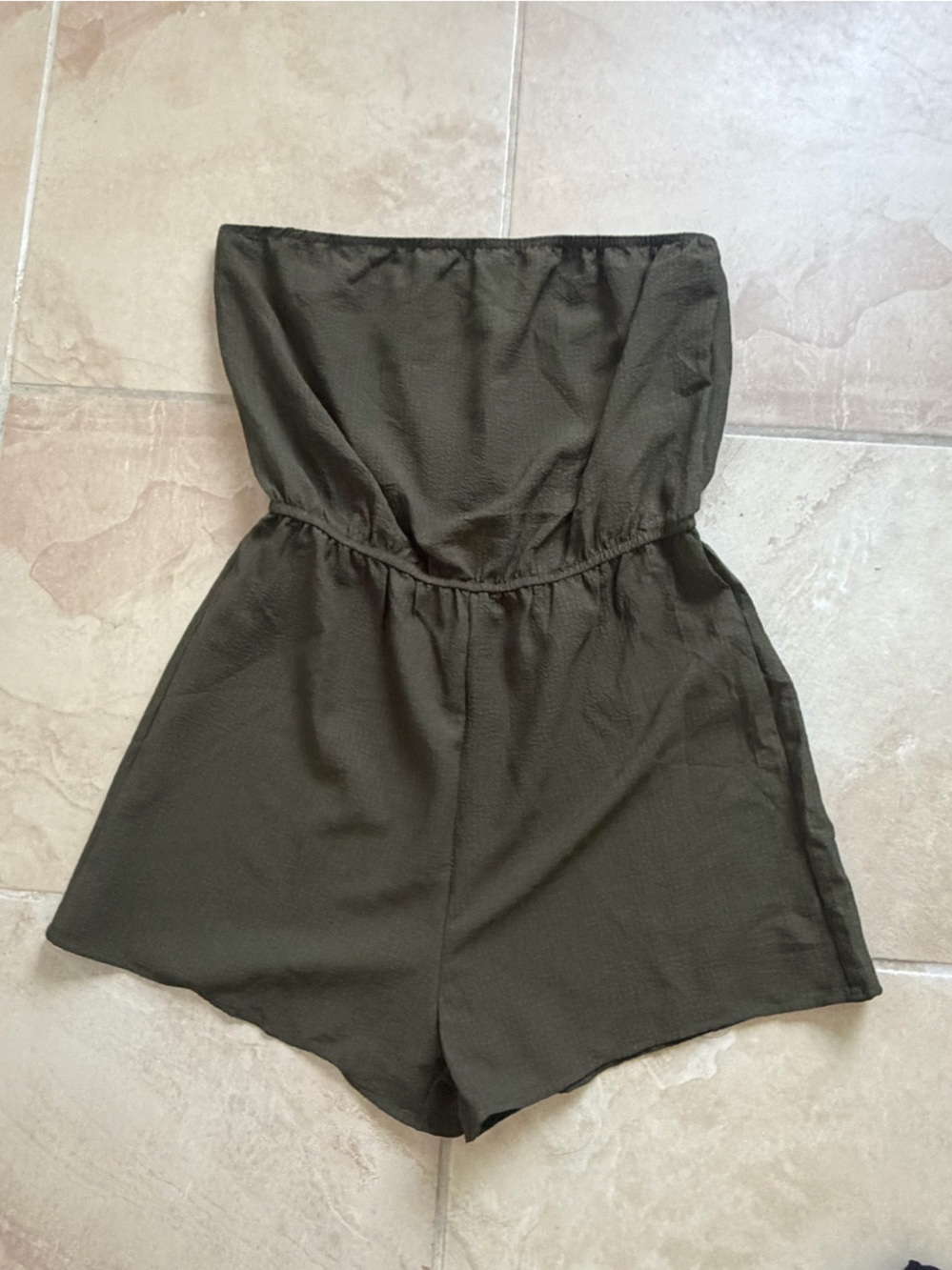 Olive Green Women’s Midi romper - Classic Gathered Waist brand new never worn